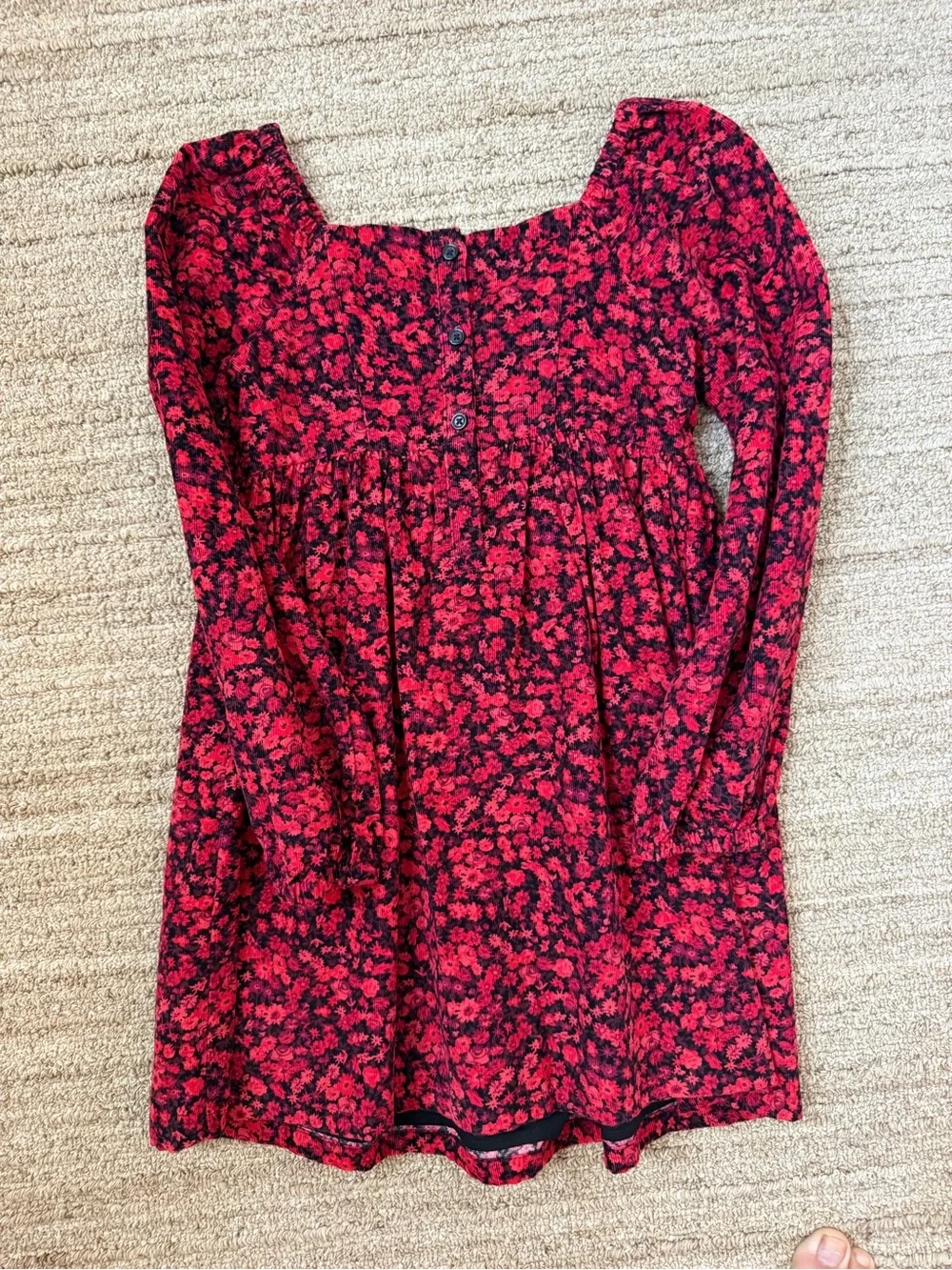 GAP NWOT Red and Black Floral Long-Sleeve Dress